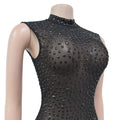 Fall Diamonds Hot Rhinestones O-neck Women Sleeveless Bodycon Long Dress Birthday Party Evening Prom Maxi Dresses