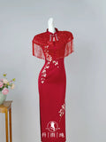 Red Dress High-end Banquet Cheongsam New Year's High-end Embroidery Youthful Style Chinese Style Tailored Wedding Dress