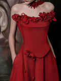 Red Tube Top Evening Dress 2026 New High-end Light Luxury Niche Morning Robe Female Bride Engagement Wedding Toast