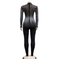 Women Diamonds Hot Rhinestones Mesh See Though Long Sleeve Stretch Jumpsuit Party Evening Playsuit One Piece Set
