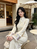 Mibai Fish Tail Lace Dress Splicing New Qipao Women's 2026 Autumn/Winter New High End Gentle Plush Dress