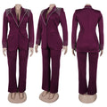 Fashion Pearl Splicing Women's Set Long Sleeve Blazer and Wide Leg Pants Suit 2024 Winter OL Fall Two 2 Piece Set Outfit