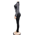 Women Diamonds Hot Rhinestones Mesh See Though Long Sleeve Stretch Jumpsuit Party Evening Playsuit One Piece Set