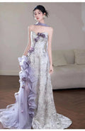 Purple Dress Morning Robe Super Fairy Design Wedding Bride Engagement Wedding Dress Toast Adult Princess Dress
