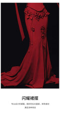 Red Tube Top Evening Dress 2026 New High-end Light Luxury Niche Morning Robe Female Bride Engagement Wedding Toast