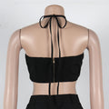 Women Set Sleeveless Strapless Tops +Wide Leg Pants Two 2 Piece Set Hole Hollow Out Outfit Summer Sexy Street Tracksuit