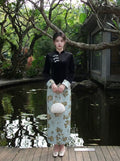 Autumn and Winter Dress 2026 Cheongsam Women's Clothes Black Fake Two-piece Dress Qipao Retro Temperament Elegant Daily