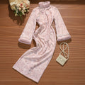 Pink Dress Cheongsam Winter Clothing for Women 2026 New Year's Clothing with Thick Velvet and Long Sleeves for Autumn