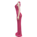 Fall Diamonds Hot Rhinestones O-neck Women Sleeveless Bodycon Long Dress Birthday Party Evening Prom Maxi Dresses