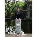 Autumn and Winter Dress 2026 Cheongsam Women's Clothes Black Fake Two-piece Dress Qipao Retro Temperament Elegant Daily