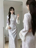 Autumn Dress Cheongsam 2026 New Long Sleeved Purple Young Style Fish Tail Daily Dress for Women