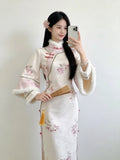 Improved Velvet Thickened Cheongsam Women's Dress Qipao Autumn and Winter New Daily Beautiful Gentle Temperament Dress