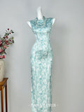 Sleeveless Cheongsam Dress for Women  Summer Stunning Blue Youthful and Improved Dress