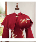 Red Cheongsam Winter Dress Ladies' Engagement Particularly Beautifulwaist Pinching High-end Elegant Noble for Marriage