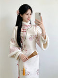 Improved Velvet Thickened Cheongsam Women's Dress Qipao Autumn and Winter New Daily Beautiful Gentle Temperament Dress