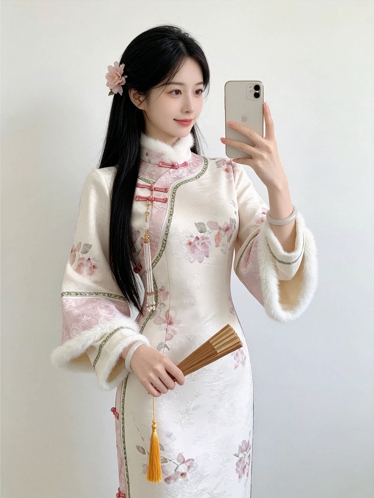 Improved Velvet Thickened Cheongsam Women's Dress Qipao Autumn and Winter New Daily Beautiful Gentle Temperament Dress