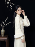 Gentle Style Dress Added Velvet and Thick Cheongsam for Autumn and Winter Daily Wear, Long Skirt, Chinese Style Improved Dress