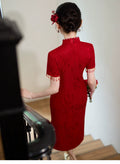 Red Dress Improved Cheongsam Dress Female Engagement Dress New Year's Women's Clothes