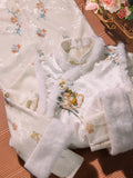 White Cheongsam Winter Outfit Improved and Layered Particularly Beautiful Waist Pinching Female Engagement Simple and Elegant, High-end