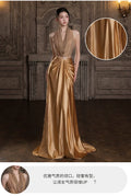 Golden Evening Dress 2026 New High-end Banquet Host Dress Beautiful Bride Engagement Wedding Toast