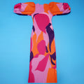 Elegant Women Pleated Half Lantern Sleeve O-neck Slim Maxi Long Dress Print Fashion Autumn 2024 Ruched Dresses Vestidos