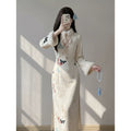 Dress Autumn and Winter New Thickened Cheongsam Dress Women's Qipao New Slim Temperament Dress