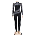 Women Diamonds Hot Rhinestones Mesh See Though Long Sleeve Stretch Jumpsuit Party Evening Playsuit One Piece Set