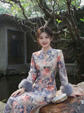 Dress 2026 Autumn and Winter Velvet National Style Improved Cheongsam Qipao Ink Painting Cold Long-sleeved Dress