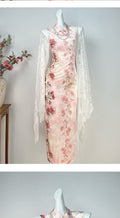 Exquisite Pink Dress Cheongsam Women's Clothes Spring Summer Velvet Retro Young Dress