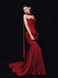 Red Tube Top Evening Dress 2026 New High-end Light Luxury Niche Morning Robe Female Bride Engagement Wedding Toast