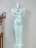 Sleeveless Cheongsam Dress for Women  Summer Stunning Blue Youthful and Improved Dress