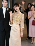 High End Banquet Dress Bridal Stunning Engagement Cheongsam  Banquet Dress Morning Gown Women's Suit