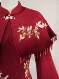 Red Cheongsam Winter Dress Ladies' Engagement Particularly Beautifulwaist Pinching High-end Elegant Noble for Marriage