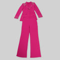Fashion Pearl Splicing Women's Set Long Sleeve Blazer and Wide Leg Pants Suit 2024 Winter OL Fall Two 2 Piece Set Outfit