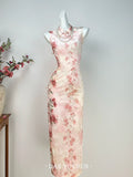Exquisite Pink Dress Cheongsam Women's Clothes Spring Summer Velvet Retro Young Dress