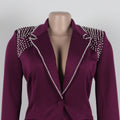 Fashion Pearl Splicing Women's Set Long Sleeve Blazer and Wide Leg Pants Suit 2024 Winter OL Fall Two 2 Piece Set Outfit