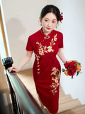 Red Dress Improved Cheongsam Dress Female Engagement Dress New Year's Women's Clothes