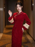 2026 Autumn and Winter Red Dress Suit Festive and Cute Style Vest Jacket Improved Cheongsam Velvet Two-piece Set for Women