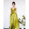 Tub Top Morning Gown Female Bride Engagement Wedding Evening Dress Female Yellow High-end Style Toasting Dress Light Wedding Dress