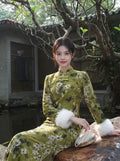 Dress 2026 Autumn and Winter Fleece Cheongsam Qipao Skinny Improved Versatile Playful Cute Dress