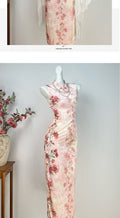 Exquisite Pink Dress Cheongsam Women's Clothes Spring Summer Velvet Retro Young Dress