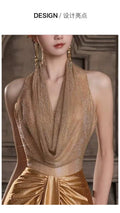 Golden Evening Dress 2026 New High-end Banquet Host Dress Beautiful Bride Engagement Wedding Toast