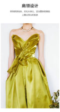 Tub Top Morning Gown Female Bride Engagement Wedding Evening Dress Female Yellow High-end Style Toasting Dress Light Wedding Dress