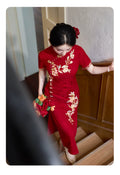 Red Dress Improved Cheongsam Dress Female Engagement Dress New Year's Women's Clothes