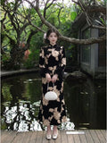 Champagne Slim-fitting Velvet Dress for Women Qipao Winter Cheongsam Temperament Light Luxury Hip-wrapped Skirt