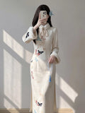 Dress Autumn and Winter New Thickened Cheongsam Dress Women's Qipao New Slim Temperament Dress