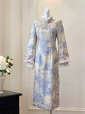 Cheongsam Dress 2026 New Fleece Autumn and Winter Improved Long Sleeve Dress Qipao Daily Miss Long