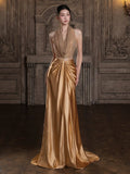 Golden Evening Dress 2026 New High-end Banquet Host Dress Beautiful Bride Engagement Wedding Toast