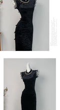 Black Velvet Dress Cheongsam Young Style High-end Atmospheric Slim Fit with Elasticity