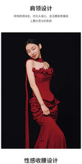 Red Tube Top Evening Dress 2026 New High-end Light Luxury Niche Morning Robe Female Bride Engagement Wedding Toast